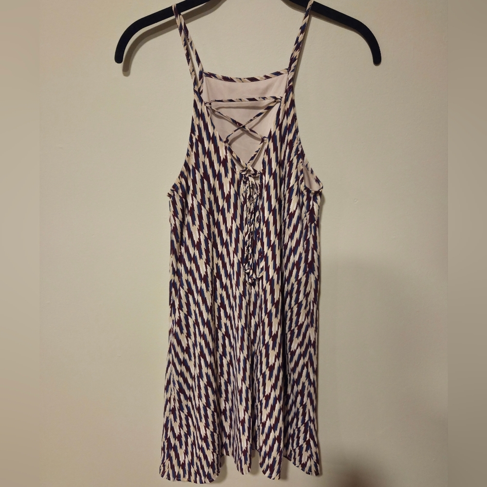 Lush Purple Navy and Cream Zigzag Racerback Dress XS